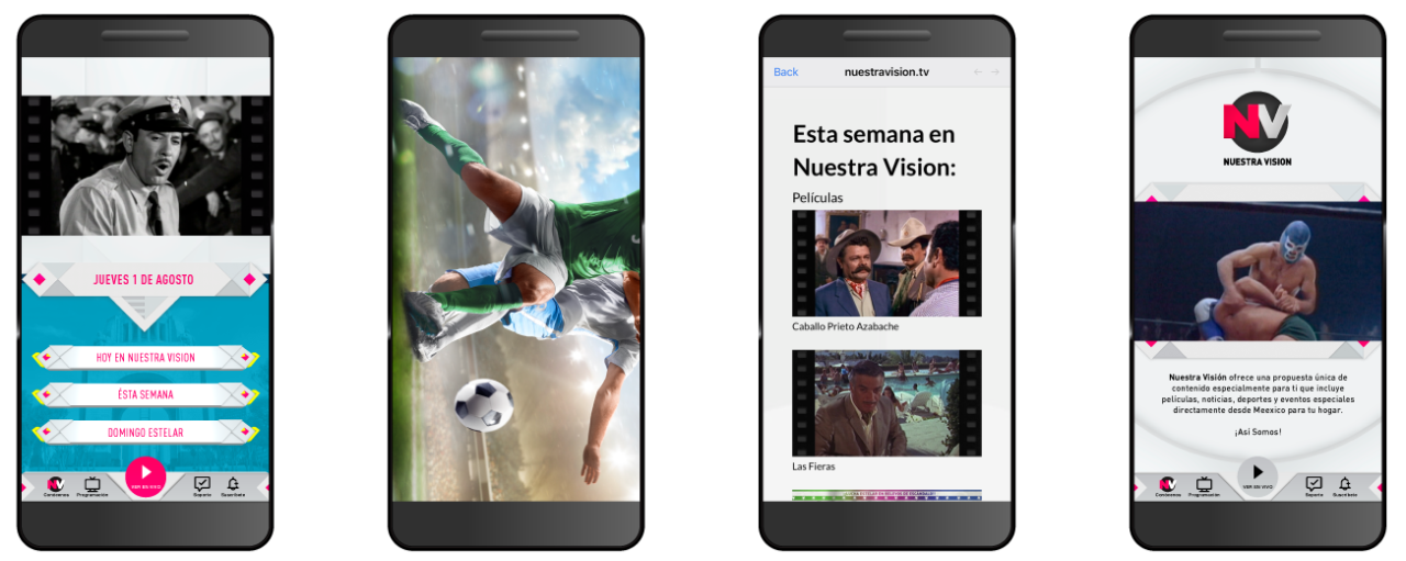 Nuestra Vision TV App Mobile Mockups